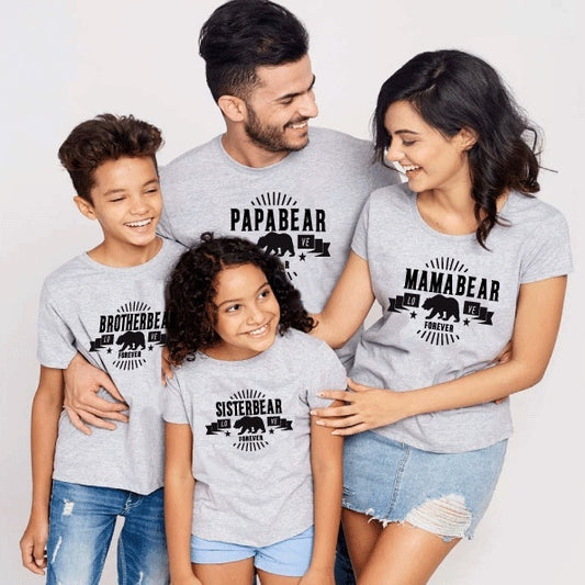 Cute Family T-shirt Bear  Cotton 100%